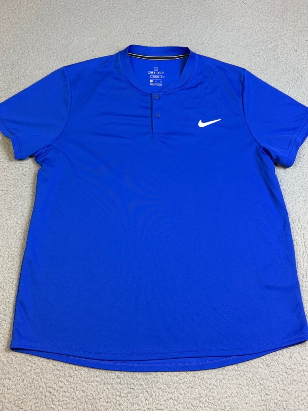 Nike Blade Collar Shirt Mens Size XL Slim Fit Blue Dri- Fit Athletic Casual